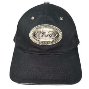 Ford 100 Years Anniversary Baseball Cap Black Gray Metal Plate Slideback OS